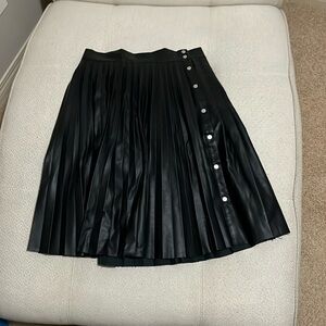Black Pleather pleated skirt snap buttons